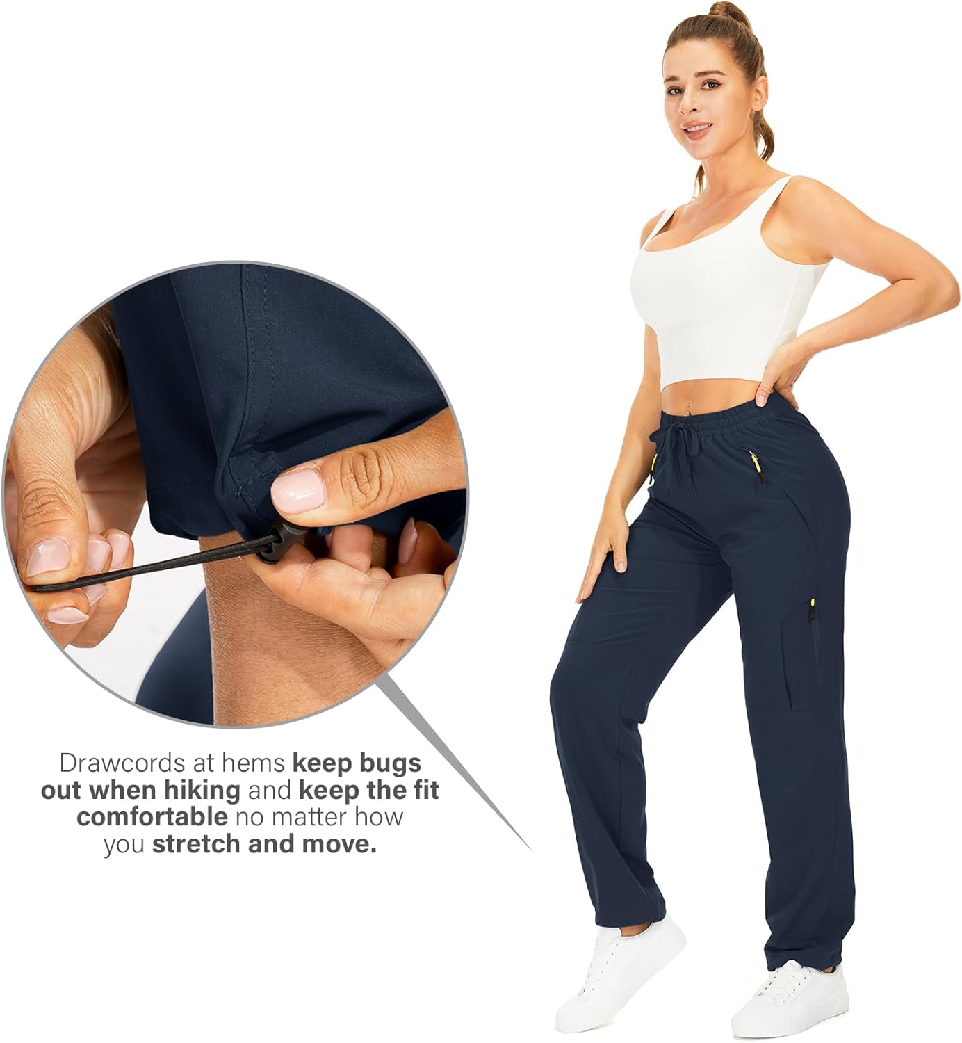 Women's Quick-Dry Hiking Pants | UPF 50 Lightweight Cargo with Zipper Pockets for Travel & Golf