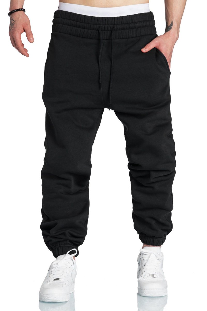 A WATERWANG Men's Sweatpants Casual Cotton Tapered Joggers Athletic Sweat Pants for Men Workout Running with Pockets Black 2XL