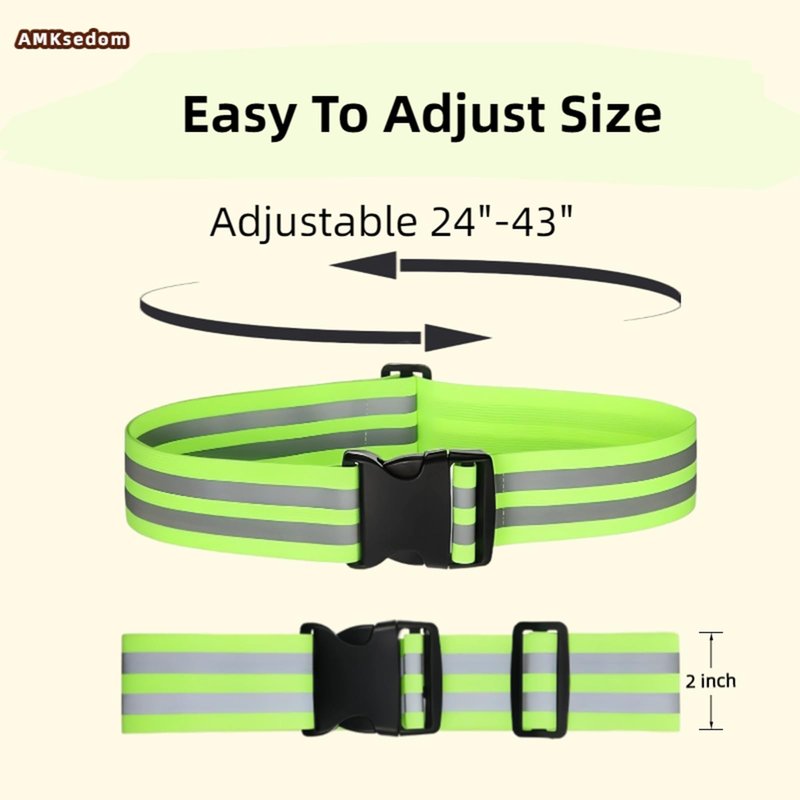 AMKsedom 4 Pcs Reflective Running Gear Set, Night Dog Walking Safety Gear, High Visibility Reflective Sash, Belt & Armband for Running, Cycling, Night Walking - Adjustable for Men, Women, Kids