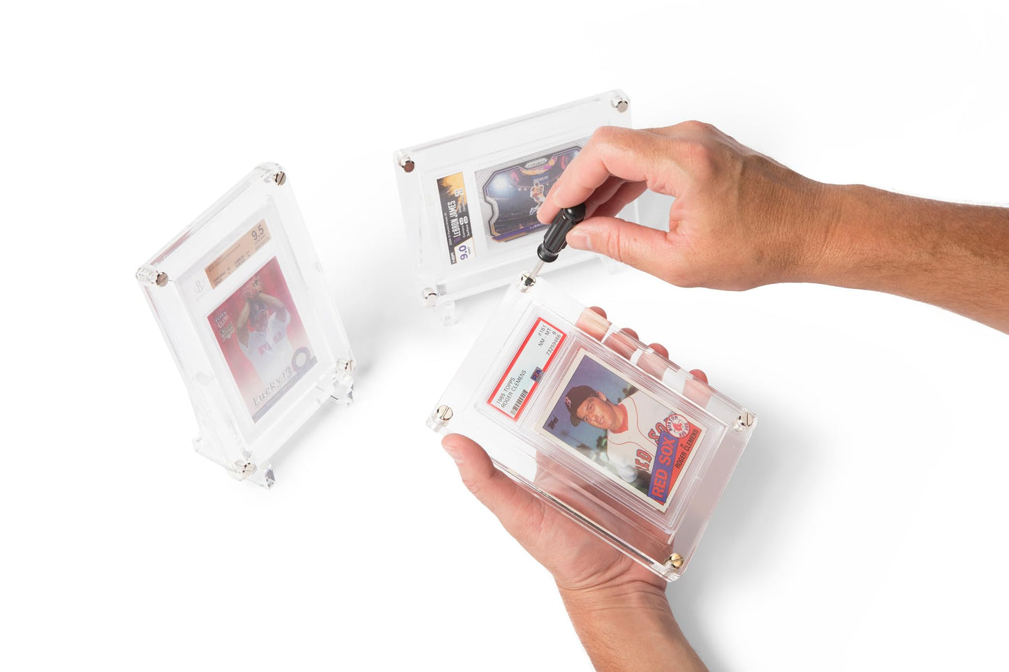 Graded Card Protector - Storage Case for Graded Trading Cards Fits PSA BGS Many More | Screw Down Design for Security and Protection | Heavy Duty Acrylic Display Sleeve Protects Sports Cards Slabs