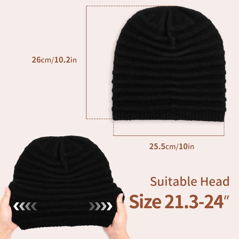 FGZ Women's Wool Blend Knitted Beanie - Ultra Soft, Seamless Slouchy Beanie Hat for Winter, Beige