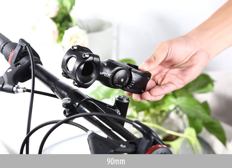 MTB Stem 31.8 90mm 0-60 Degree Adjustable Bike Stem Wake Mountain Bike Stem Short Handlebar Stem for Most Bicycle, Road Bike, MTB, BMX, Fixie Gear, Cycling (Aluminum Alloy, Lightweight, Black)