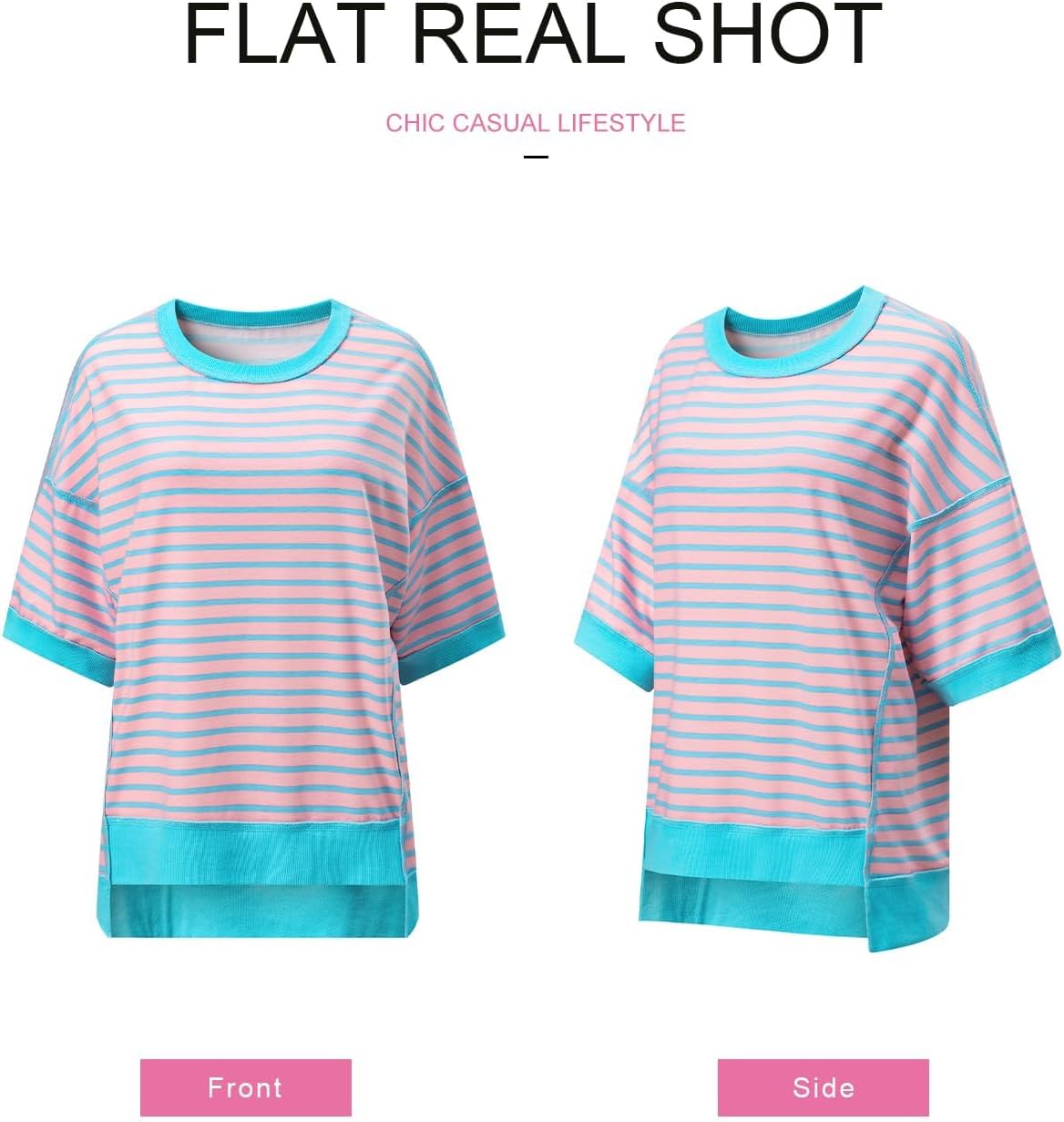 Casual Women's Short Sleeve Striped Sweatshirt | Comfortable Pullover T-Shirt Blouse