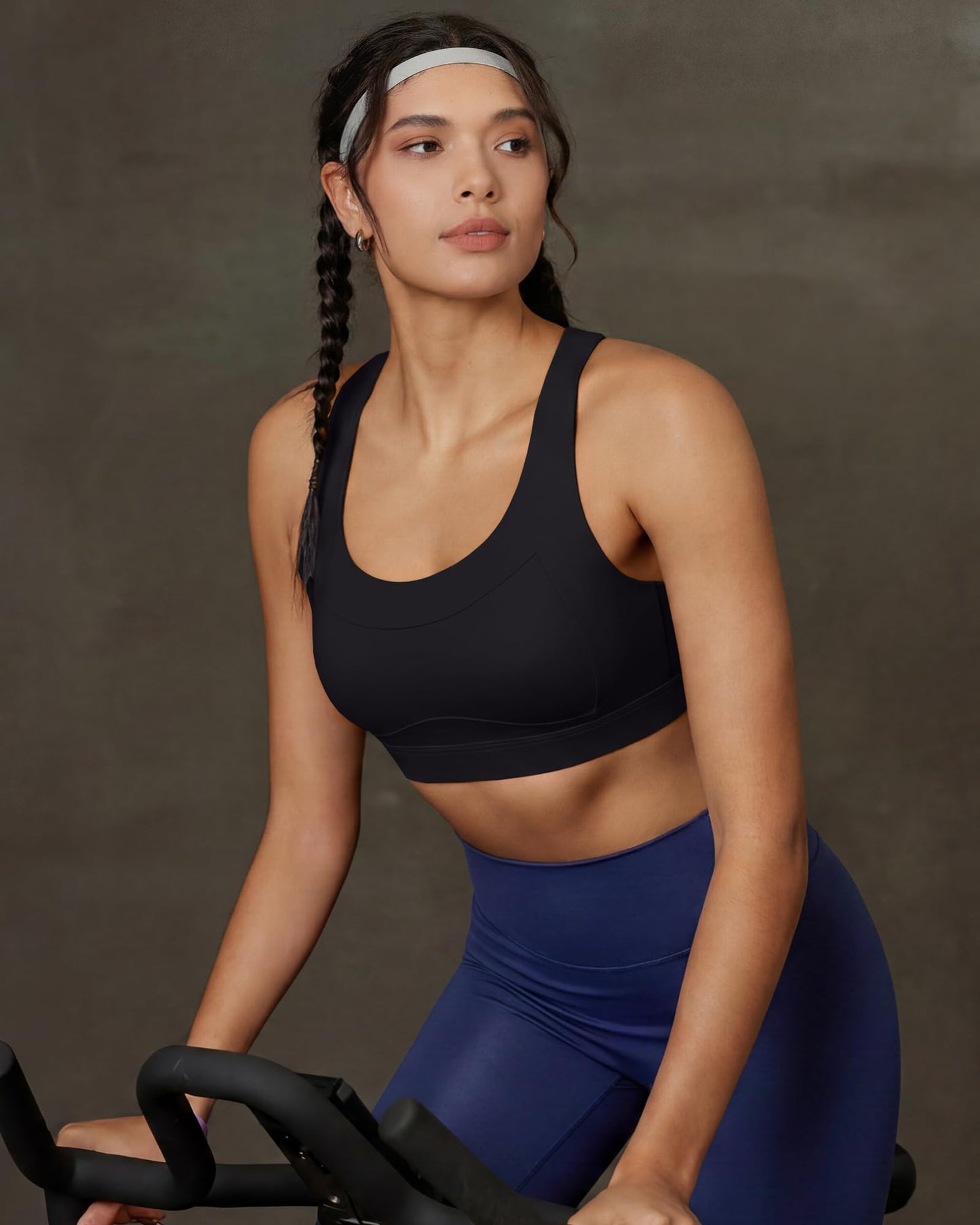 RUNNING GIRL Sports Bras for Women High Support,Racerback High Impact Black Sports Bra Moulded Cup Workout Bra Push up(WX3047 Black XL)