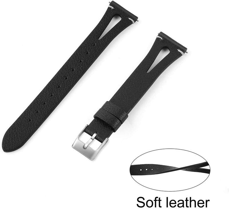 Lamshaw Compatible with Dyurwa P97 & Soudorv P97 Smart Watch Band, Slim Vintage Leather Strap, Black, 5.5' - 7.5'