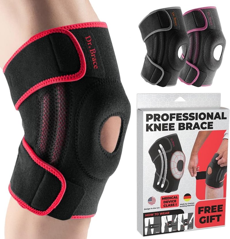 Dr. Brace Elite Knee Brace - Side Stabilizers & Patella Gel Pads for Maximum Pain Support | X-Large