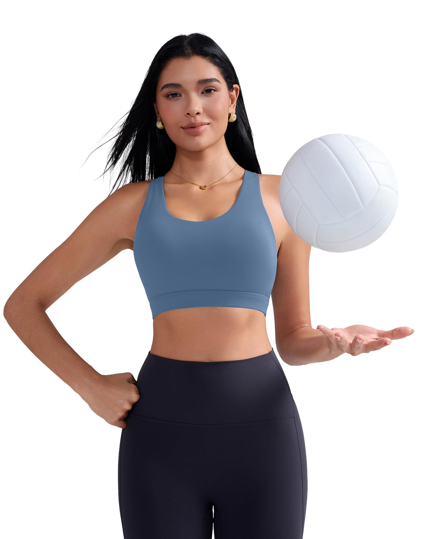RUNNING GIRL Sports Bra for Women, Criss-Cross Back Padded Strappy Sports Bras Medium Support Yoga Bra with Removable Cups