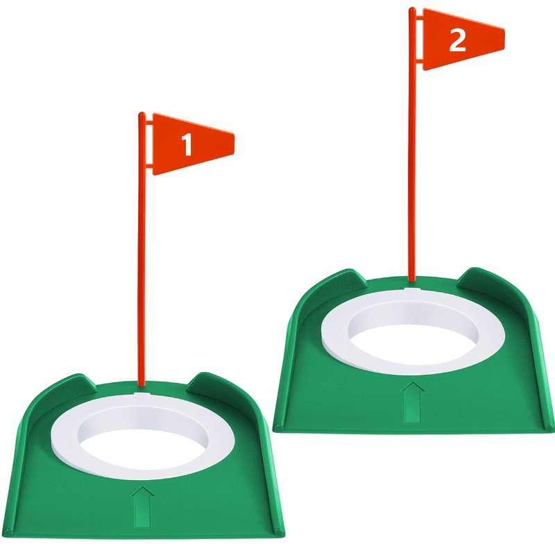 Sotiff 1-2 Golf Putting Practice Cup Hole Training Aids Golf Accessories Training Putters with Plastic Flag for Adult Office Garage Yard Indoor Outdoor Practice
