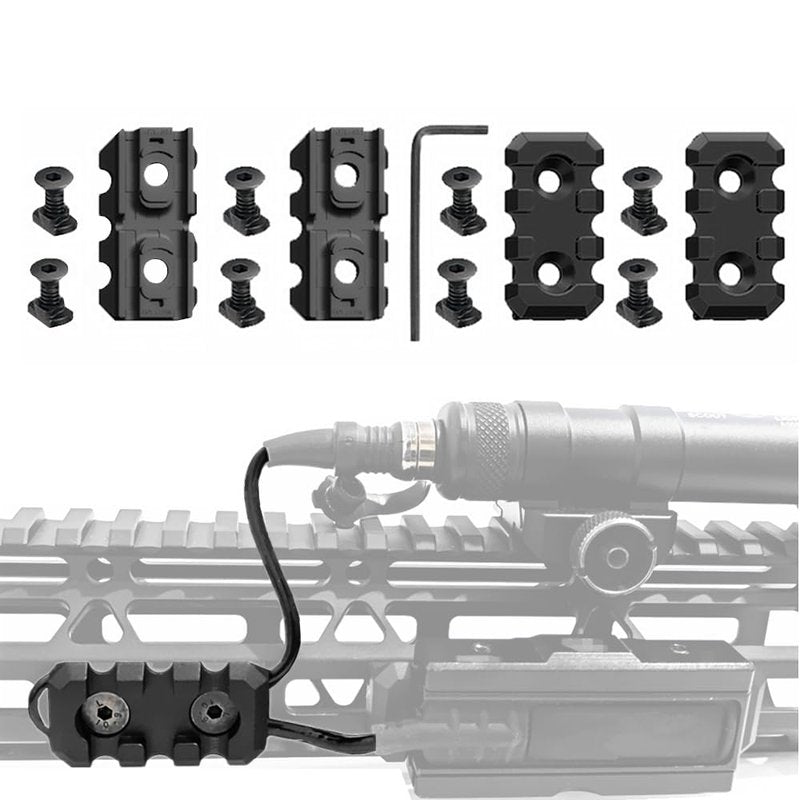 APLUSGEAR 4 Pack 3 Slots Picatinny Rail Pressure Switch Cable Guides Compatible Dual-Function for M-lok Compatible System, for Laser Flashlight Switch Cable Holder Organizer
