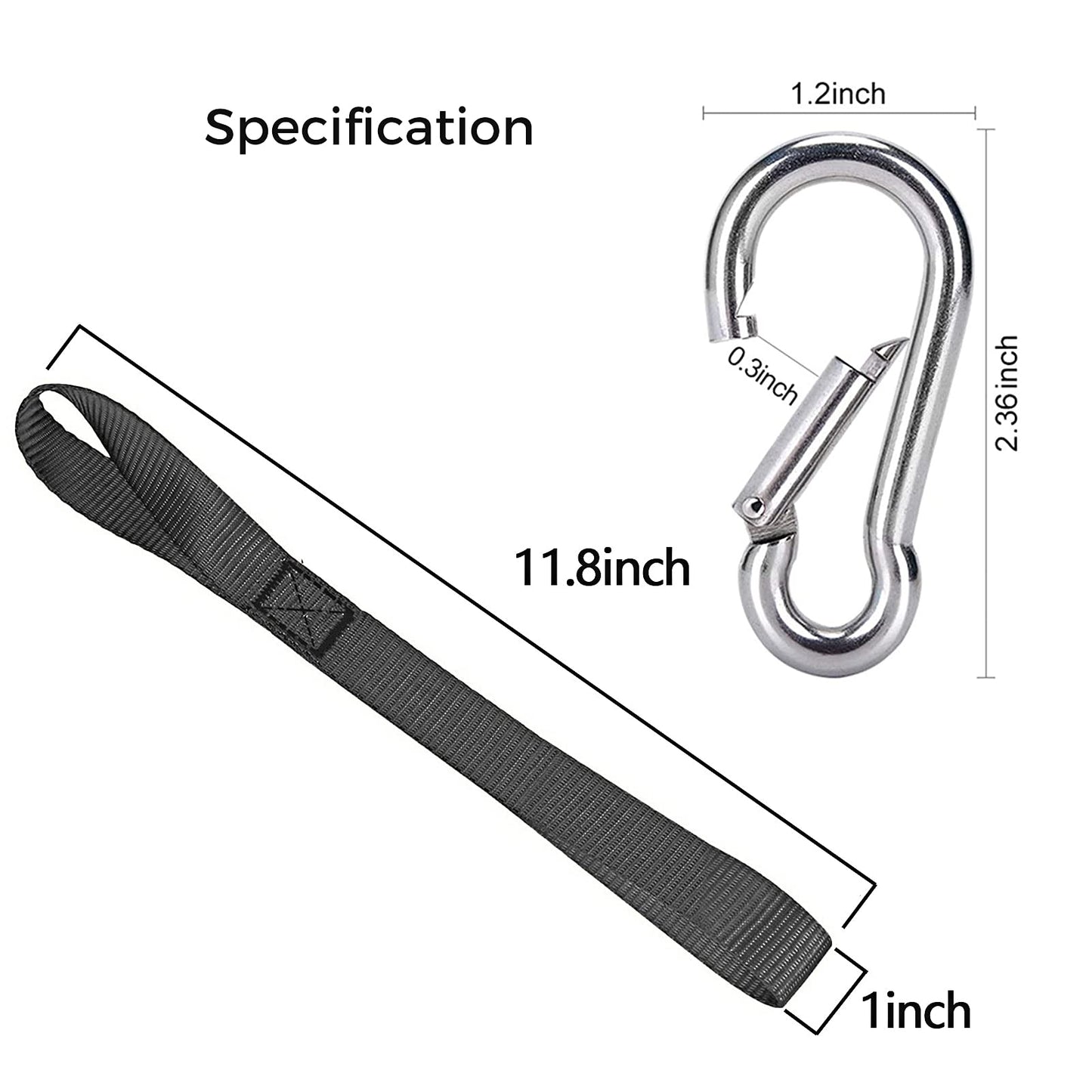 Soft Loop Tie Down Straps with 6 Pcs Carabiner Clips ,Hook Tie Down Extenders with 6 Pcs M6 2.36 Inch SUS Spring Snap Hook,Multiple Secure for Backpack,Straps,Camping,Fishing,Hiking and More