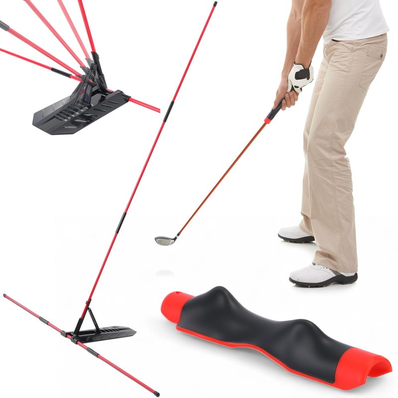 JolliLudo Golf Alignment Sticks & Swing Trainer Set Adjustable 7-Angle Holder & Grip Trainer Aid Portable Sectional Design for Swing Plane & Path Correction Training Equipment(Orange)