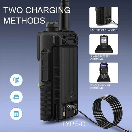 BAOFENG Radio 5RM 10W Ham Radio Handheld Upgraded of UV-5R Multi-Band Two Way Radio Long Range Walkie Talkies for Adults NOAA Weather Copy Frequency USB C Charger 999CH Outdoor Hiking Camping