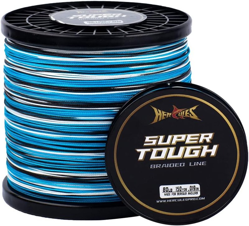 HERCULES Super Tough Braided Fishing Line - 4/8 Strands, 4lb-160lb | 150/300/500/1000 Yards for Saltwater Use