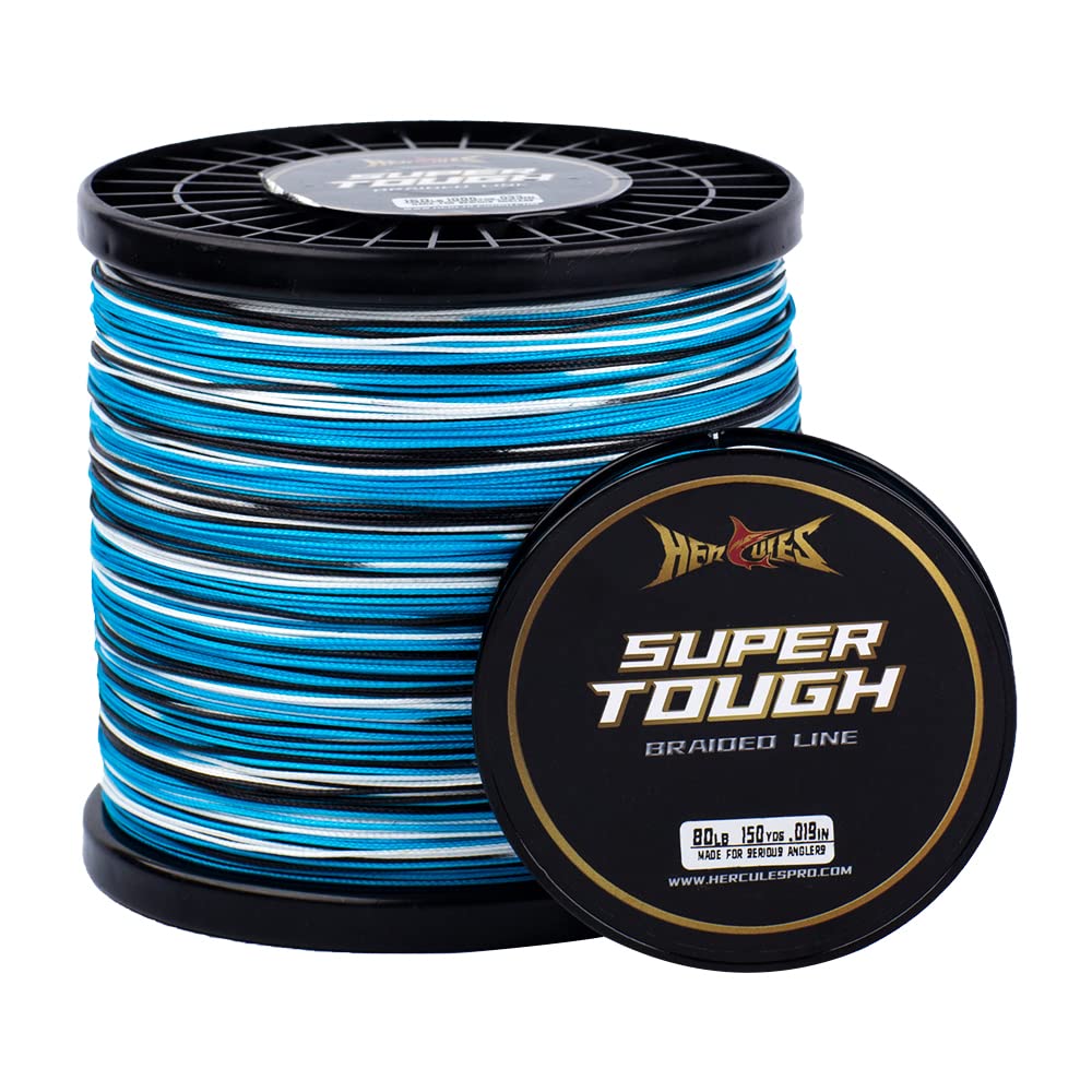 HERCULES Super Tough Braided Fishing Line 30 pounds Test Blue Camo 30LB (300 Yards) - 4 Strands