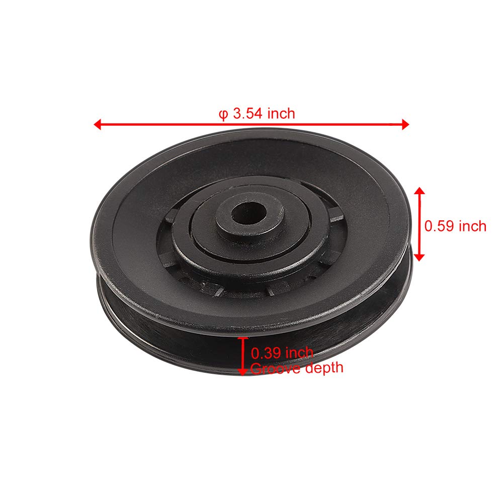 Topfinder 90mm(3.54inch) Universal Bearing Pulley Wheel for Cable Machine Gym Equipment Part Garage Door (2 PCS)