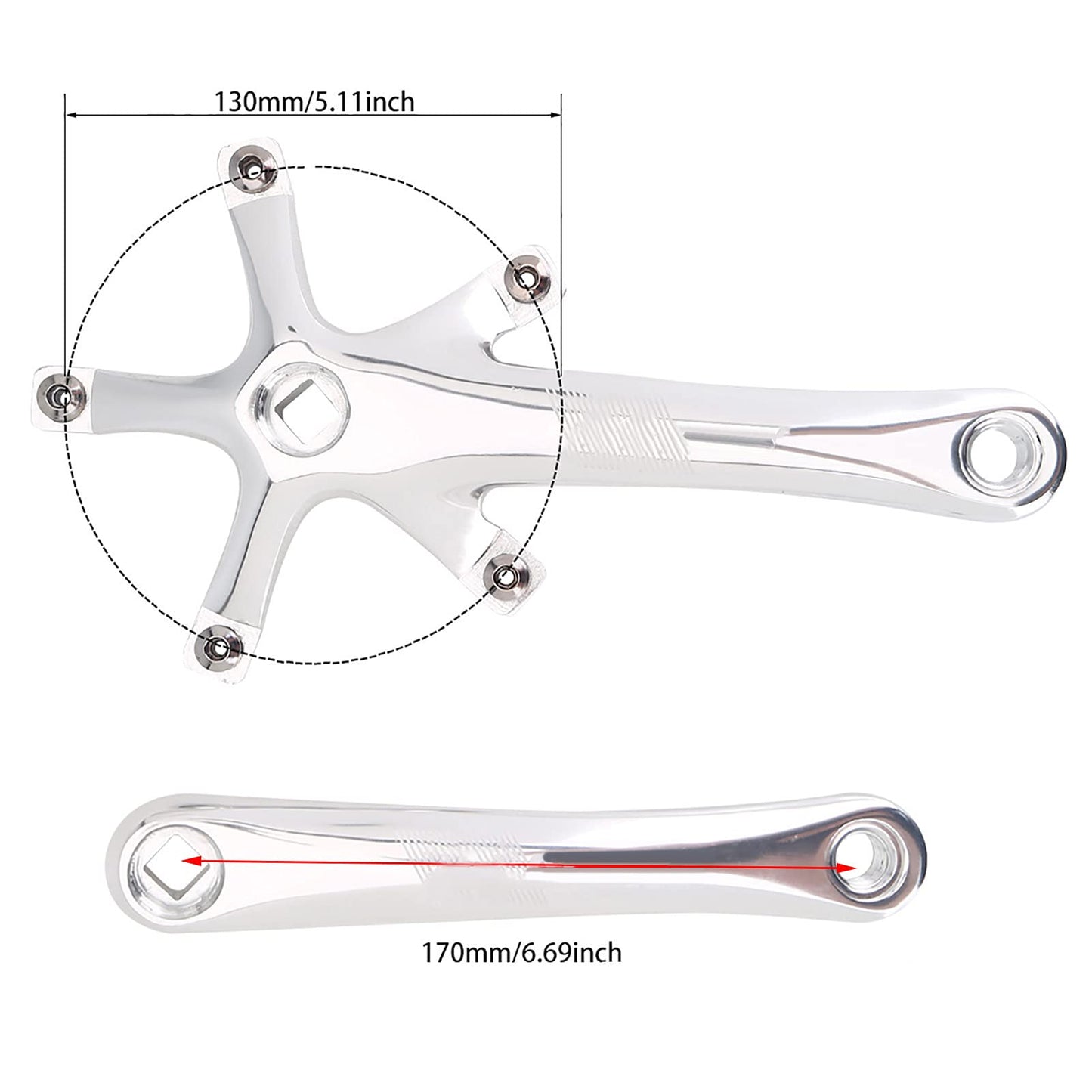Bike Crankset, Bike Crank Arm Set, Aluminium Alloy Bike Single Speed Crankset, Left and Right Crank Arms Repair Parts for Mountain Bike, Road Bike (1 Pair)