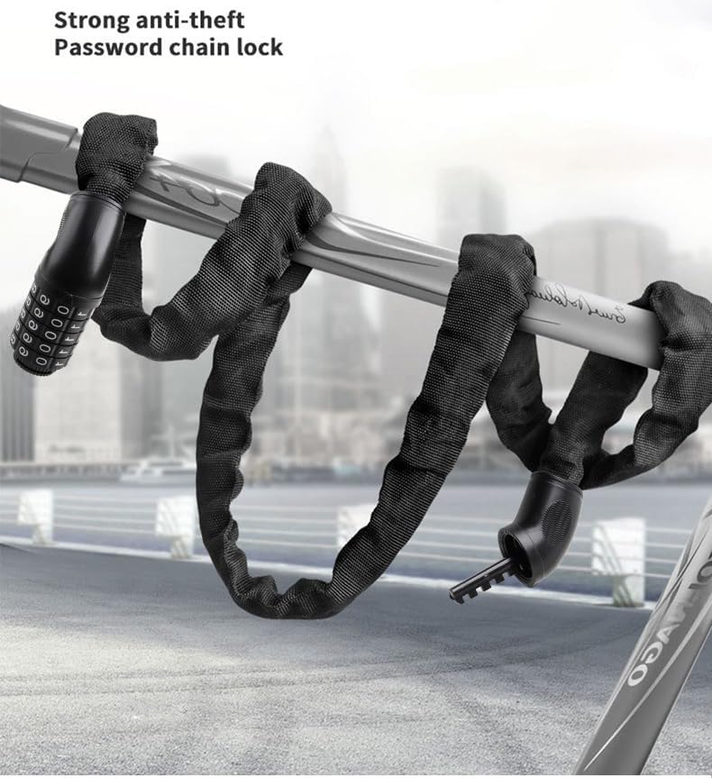 Heavy-Duty 5-Digit Combination Bike Lock - Resettable Anti-Theft Chain Lock | 3.2ft Length for Bicycle, Motorcycle, Scooter, Door, Gate
