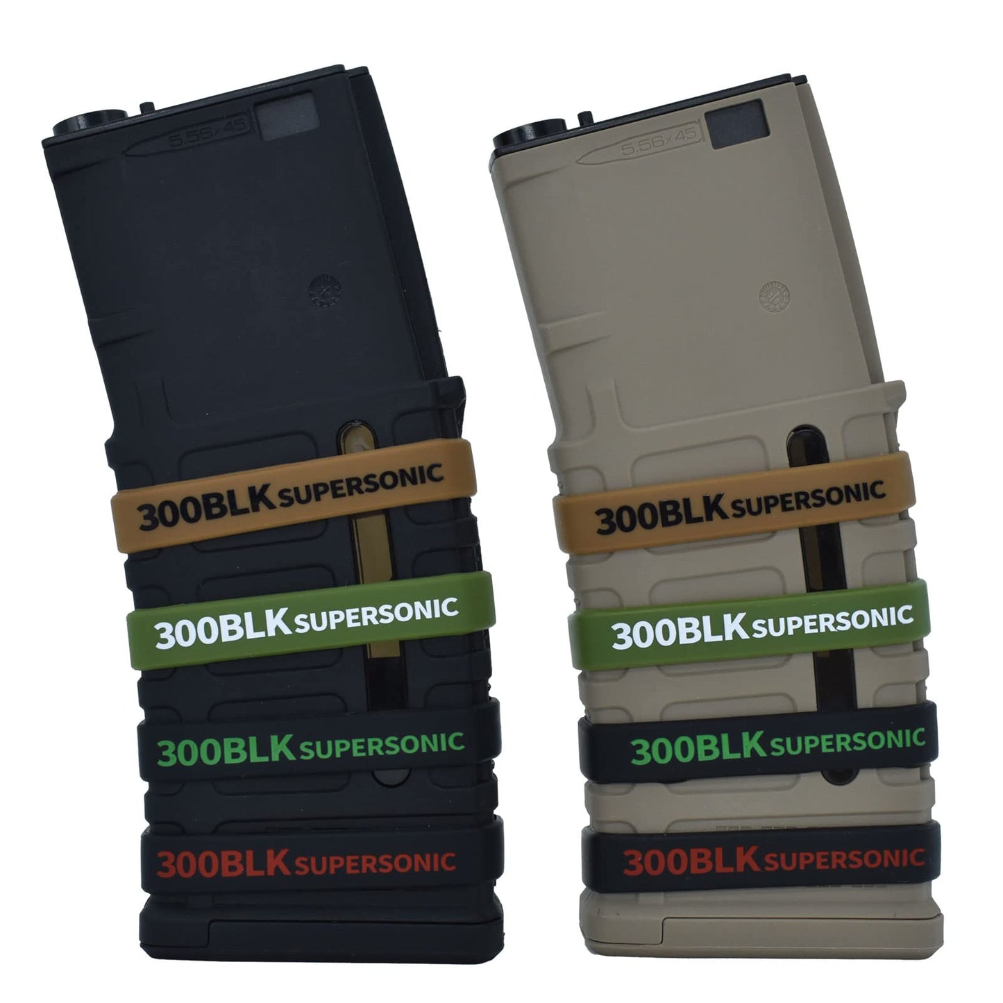 12 Pack Miaozhun 300 BLK Supersonic Magazine Marking Bands .300 Blackout Supersonic Magazine Caliber Identification(Coyote Brown-Black)