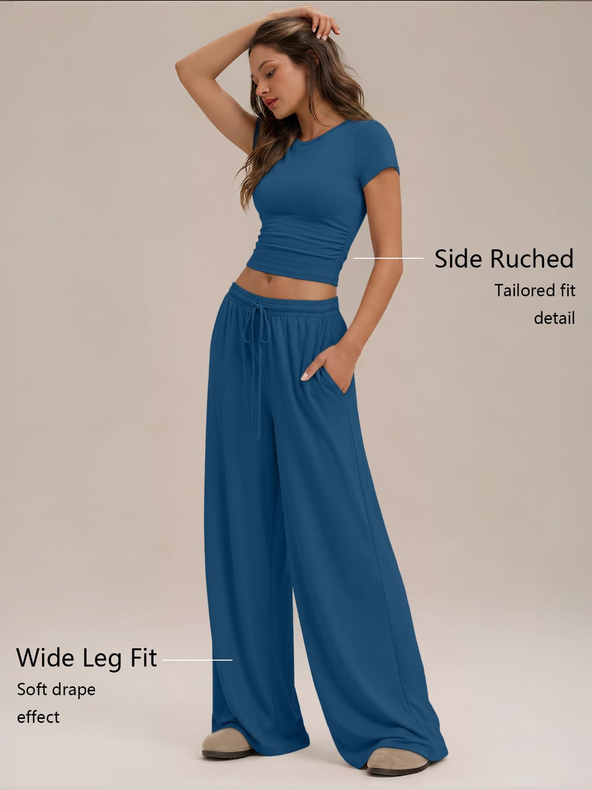 Trendy Queen Womens Petite 2 Two Piece Set 2026 Summer Workout Beach Vacation Cruise Gym Clothes Spring Fashion Lounge Matching School Comfy Airport Travel Outfit Athleisure Clothing