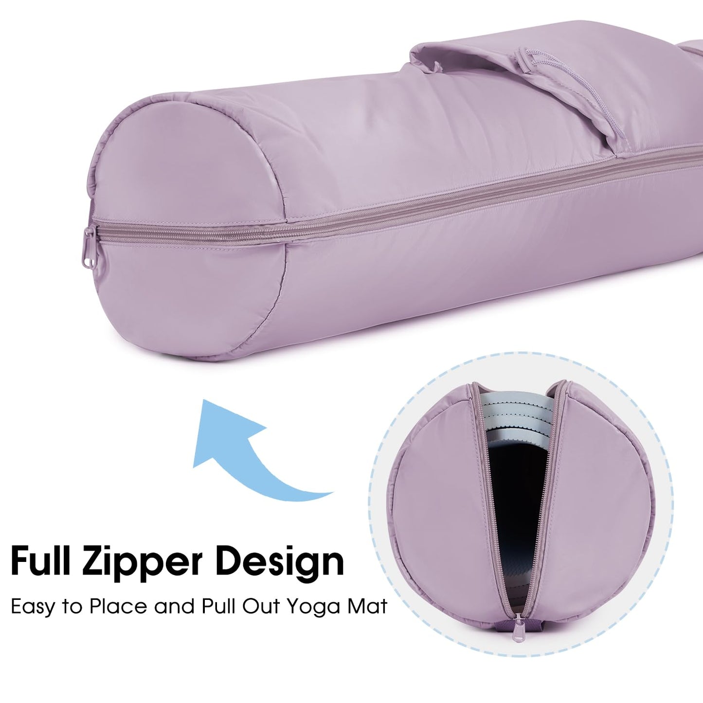 sportsnew Yoga Mat Bag, Full Zip Cargo Yoga Mat Carrier Bag with Drawstring Water Bottle Pocket and Bottom Wet Pocket, Yoga Mat Carrier Holder Multi-Functional Storage Bag, Purple patent pending