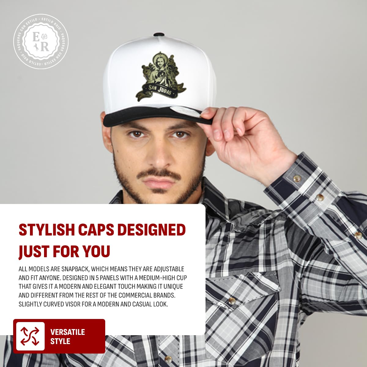 Ferreti Hats FT39 Saint Jude White Snapback Baseball Hat for Men & Women - Gorra de San Judas Tadeo - Premium Adjustable White Cap for Men, Gorras para Hombre y Mujer