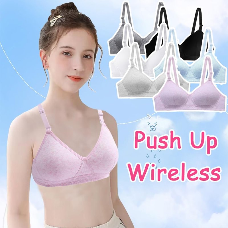 ABTRAV Teen Girls Bras Cotton Breathable Underwear Wire Free Training Bralette Sports Bra for 12-18 Years