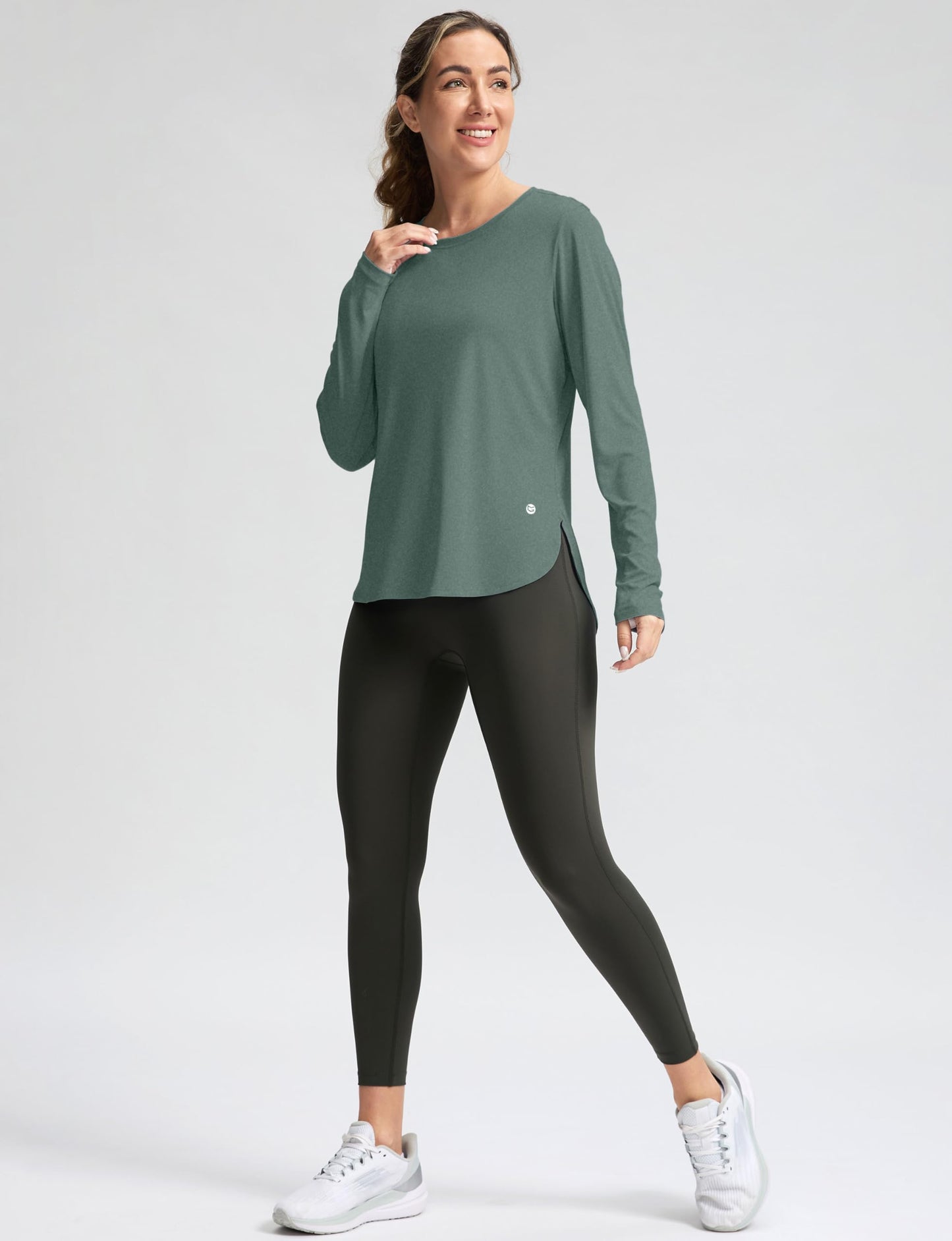 Women's Sun Shirts UPF 50+ Long Sleeve UV Protection Shirt Lightweight Quick Dry Workout Hiking Tops for Women(Malachite Green,XXL)