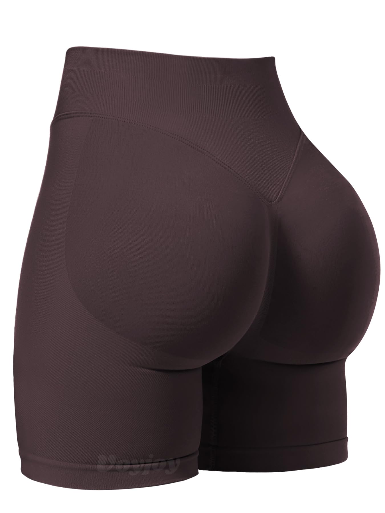 VOYJOY Women Workout Impact Shorts 2.5"/ 3.6"/ 4.5"/ 6" Scrunch Butt Lifting Gym Seamless Booty Biker Shorts Dark Brown