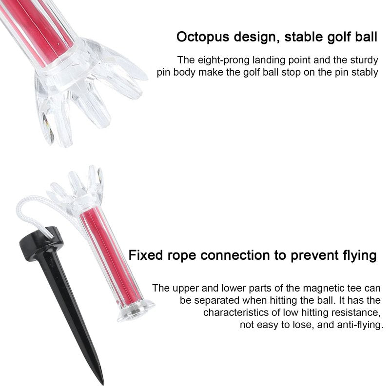 Magnetic Golf Tees 5Pcs - Unbreakable Flexible Plastic Golf Tees with Elastic Recovery & Anti-Loss Cord, Professional 79mm/3.11inch Long Rubber Golf Tees for Driving Range Mats Training and Practice