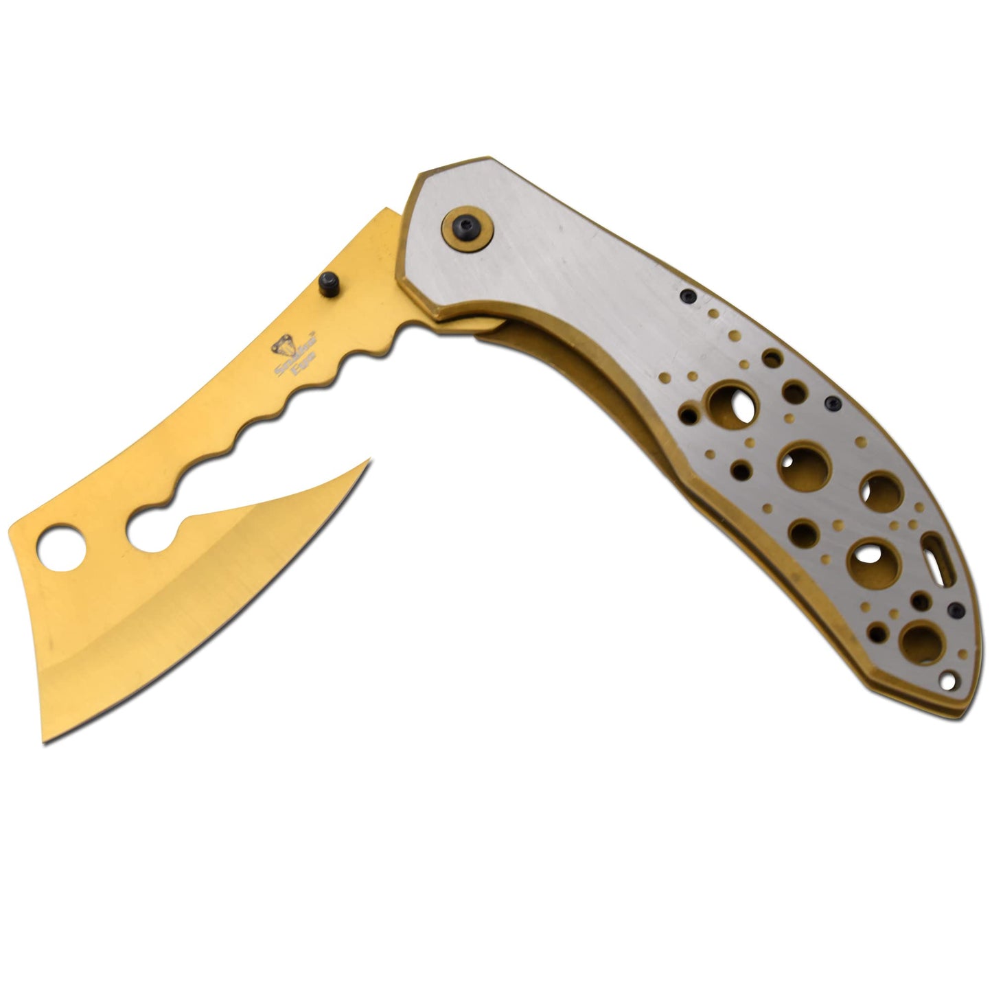 Snake Eye Tactical 12" Jumbo Huge Heavy Duty Ultra Smooth One Hand Opening Folding Pocket Knife Limited Edition Collectors Knife - Ideal for Recreational Work Hiking Camping (Gold)