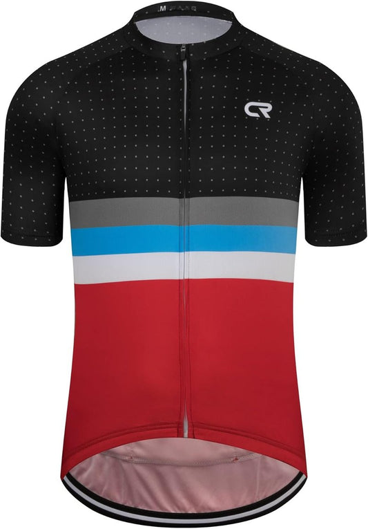 Men's Cycling Jersey - Breathable Short Sleeve Road Bike Shirt with 3 Zipper Pockets | Quick Dry Fabric
