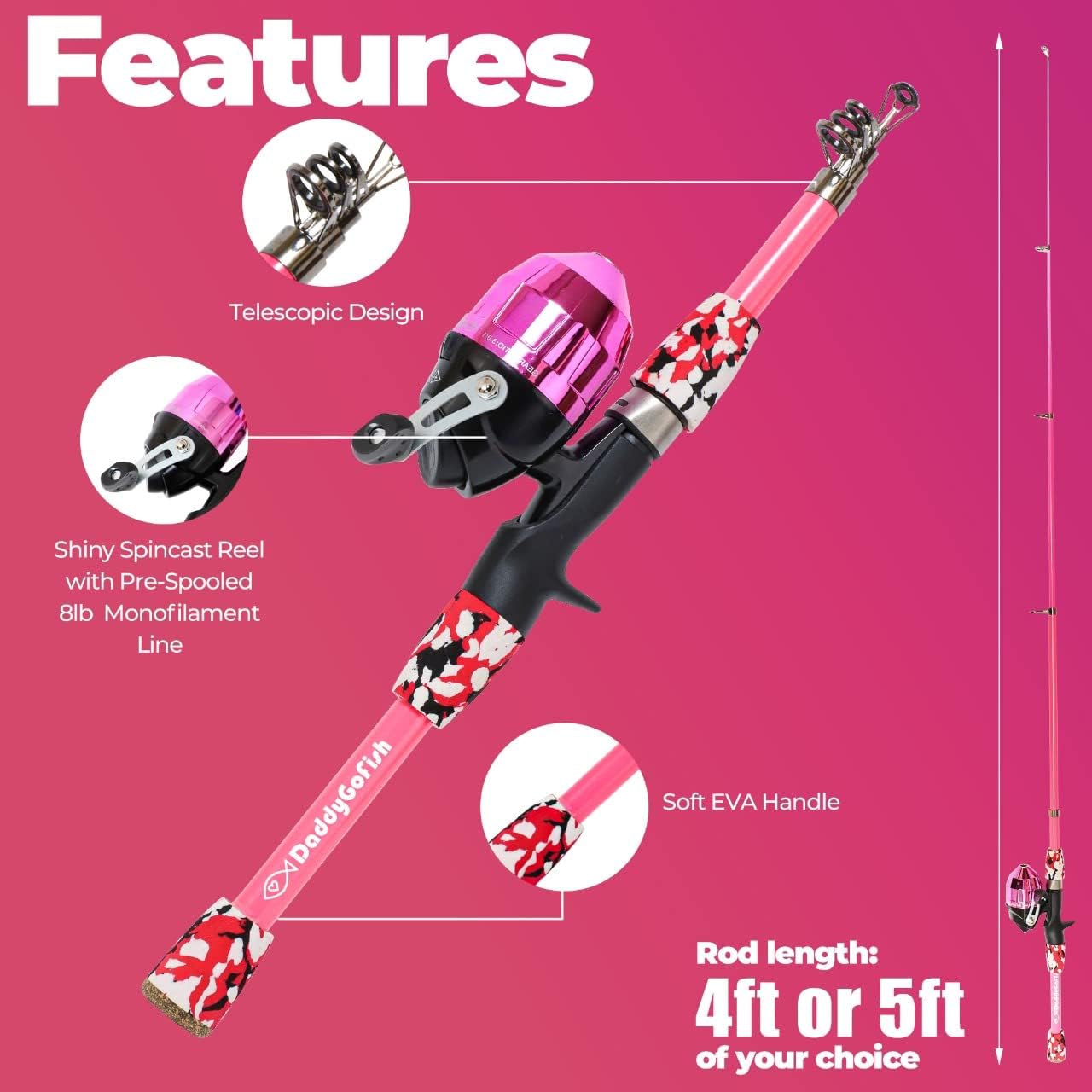 Kids Fishing Pole - Rod Reel Combo with Tackle Box - Starter Set for Beginners | Toddler Youth Junior Anglers