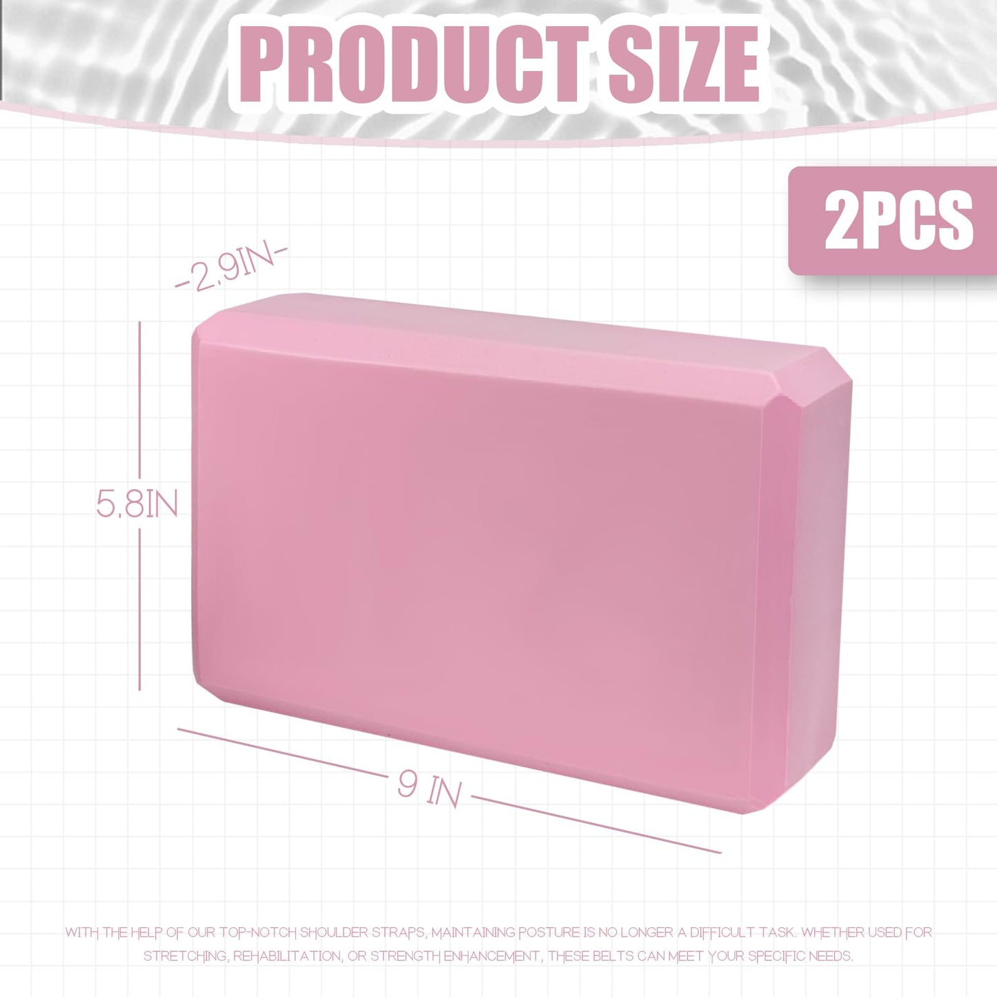 2 Pcs Yoga Blocks, 9"x6"x3" Foam Blocks Yoga Props for Pilates Stretching and Meditation Exercise Blocks Lightweight Yoga Essentials (Pink)