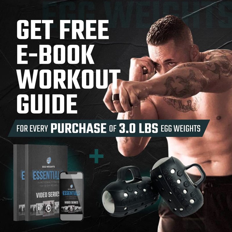 Handheld Weights Cardio Max 3.0 lbs (2 Eggs, 1.5 b Each) Stainless Steel Set (Black) + Free E-Book Workout Guide. Palm-Centered with Secure Grip Keep Your Natural Motion.