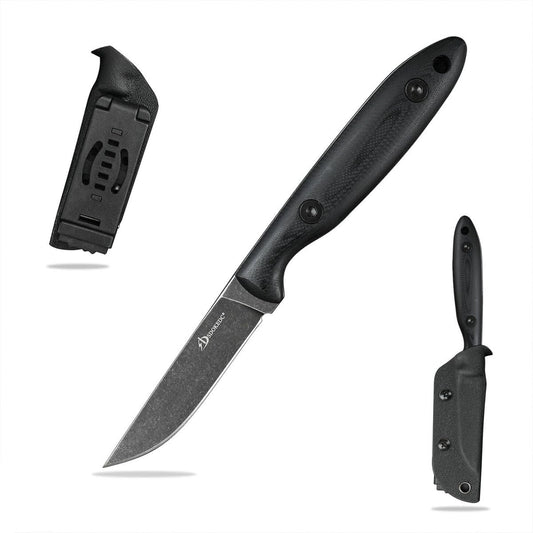 SDOKEDC Knives DC53 Steel Tactical Fixed Blade Knife with kydex sheath for Men EDC Outdoor Camping Survival Hunting (Black G10 handle)