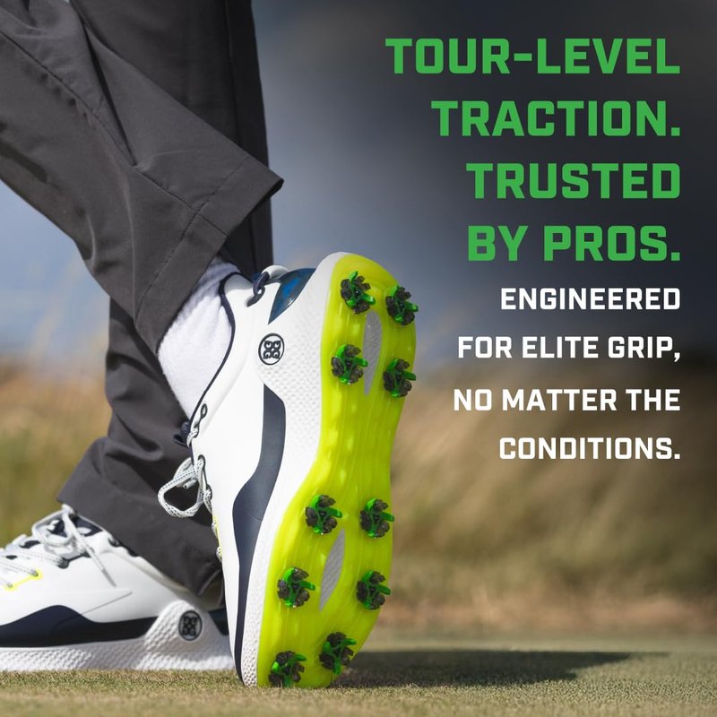 Softspikes Tour Flex Pro Golf Cleats Fast Twist 3.0-18 Replacement Spikes - Green/Charcoal - Also Fits Tri-Lok, Slim-Lok, and Tour Lock Cleat Insert Systems