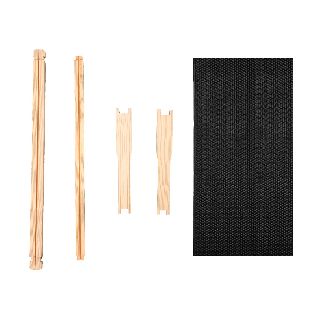 Deep Brood Beehive Frames with Wax Foundation, 10 Pack Honey Bee Frames with Beeswax Coated Food Grade Foundation Sheets, 9-1/8-Inch (Black)