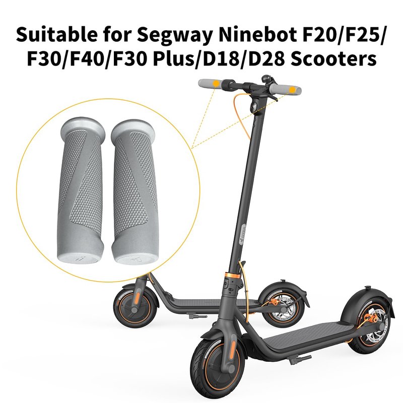 1 Pair Handlebar Cover for Segway Ninebot F20/F25/F30 plus/F40/D18/D28 Electric Scooter Foldable Skateboard F Series Gray Handle Bar Grip Replacement Original Accessories
