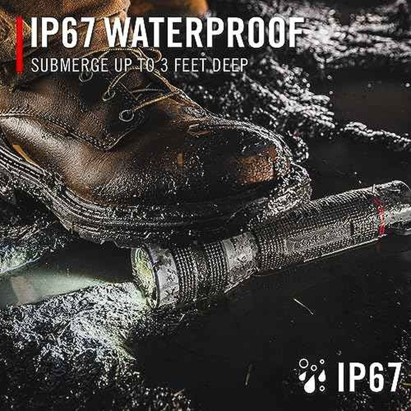 Coast GX20 1200 Lumen Waterproof Alkaline-Dual Power LED Flashlight with Twist Focus, Anti-Roll Cap and Textured Handle - Compatible with 4 x AAA Batteries (Included) or ZX750 Rechargeable Battery