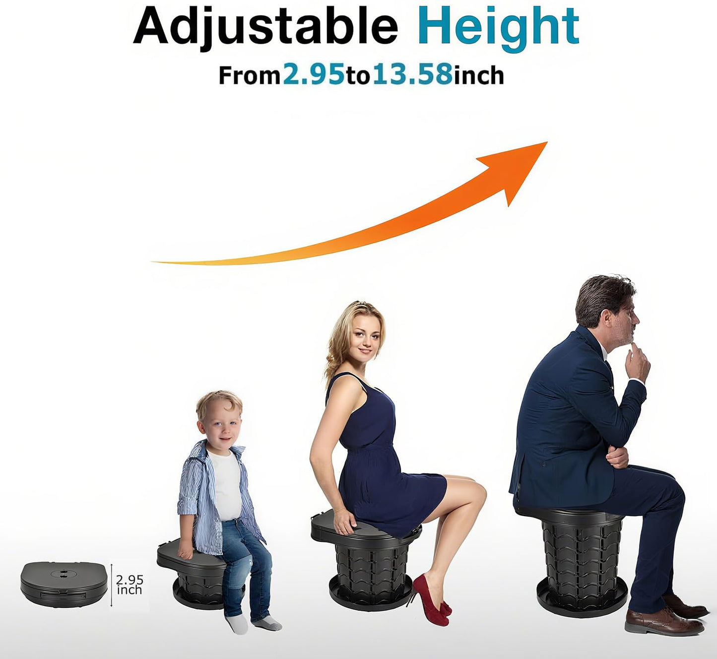 Upgrade Retractable Portable Toilet Camping Toilet Lightweight and Height Adjustable Folding Travel Toilet Portable Potty for Adults Kids, Perfect for Travel,Camp,Car,Emergency Use