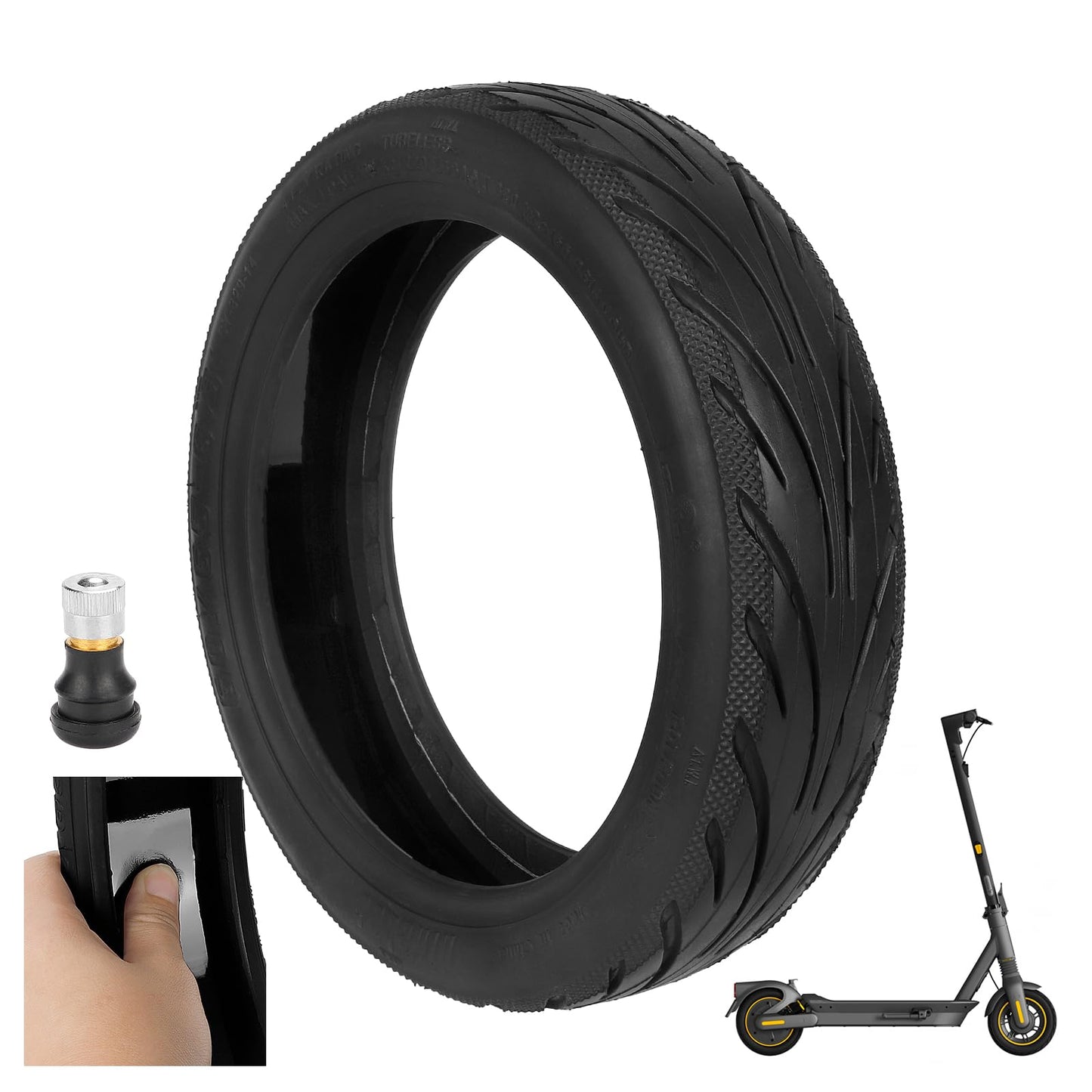 1PCS 60/65-6.9 Tubeless Tire with Valve with Built-in Live Glue Repairable for Max G2 Scooters 10 inch Self Repairing Non-Slip Tire
