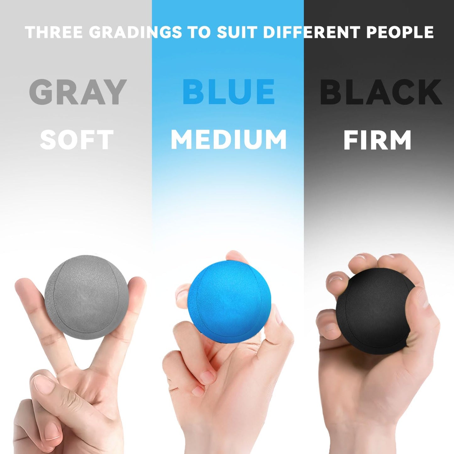 3 Pack Stress Balls for Adults, Squeeze Balls for Hand Exercisers Therapy & Anxiety Relief, Hand Strengthening Devices Help Relieve Stress, Improve Grip Strength