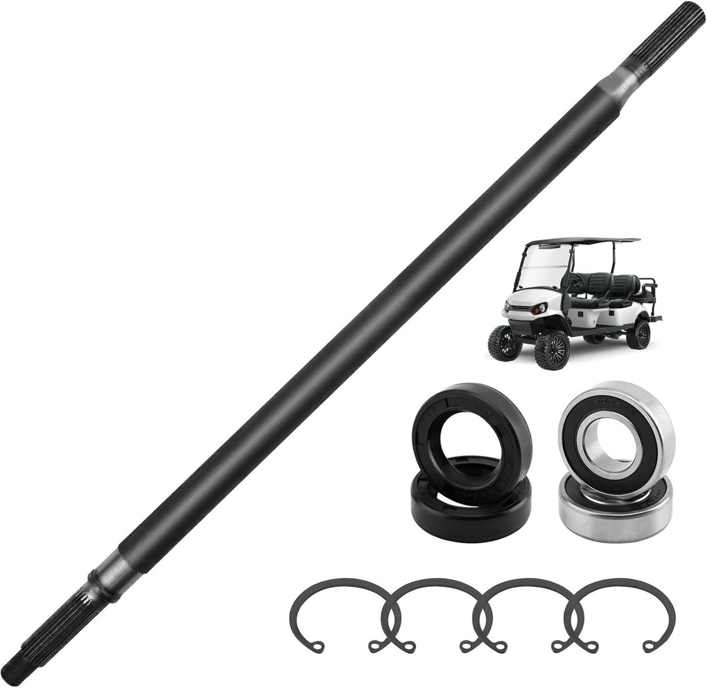 Misakomo EZGO Rear Axle Shaft Bearing Kit Fit for TXT & Medalist 1994-2013 Golf Cart, Driver Side Left, Replace 20377G11, 23 7/8" Splined Axle Shaft with Seal