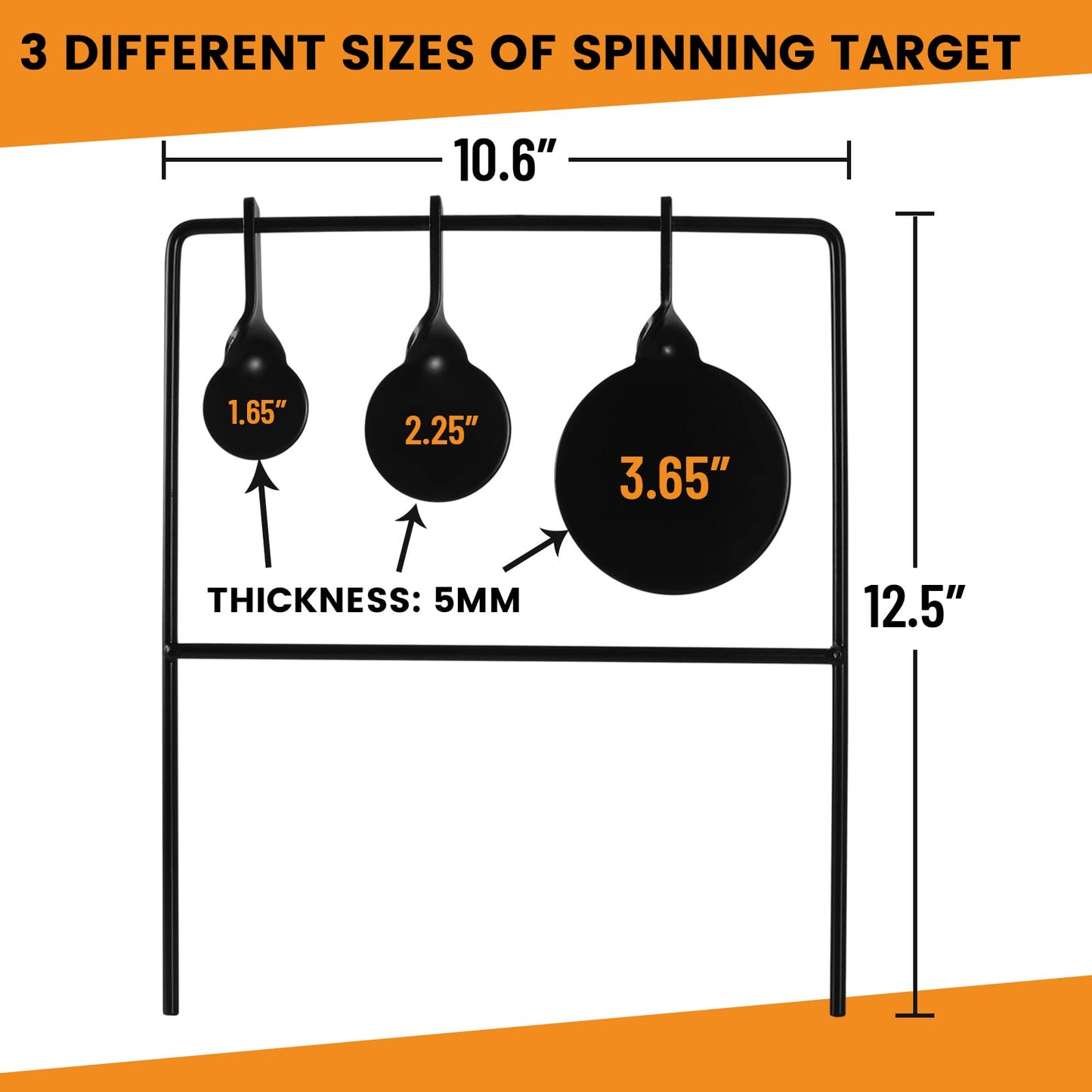 Highwild Triple Gong Spinner Target - Rated for .22 Rimfire Rifles and .22 Handguns - No Assembly Required