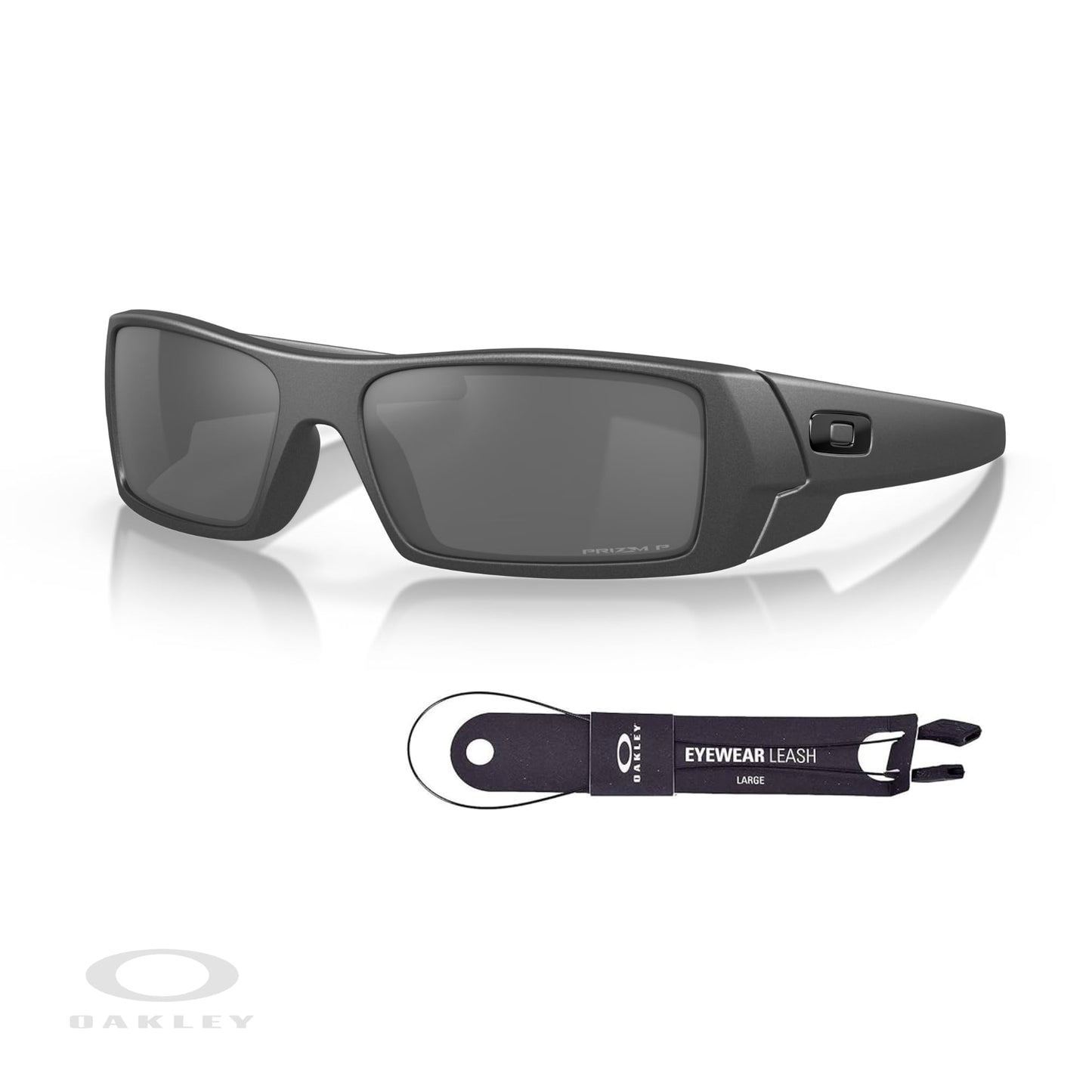 Oakley Gascan OO9014-35 Steel/Prizm Black Polarized Sunglasses Leash + BUNDLE with Designer iWear Eyewear Kit