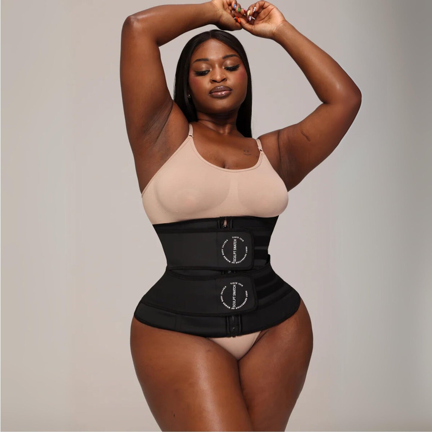 Sculpt Snatch Double Layer Waist Trainer for Women - Tummy Control Belt for Postpartum Weight Loss, Gym & Workout, Abdominal Cincher for Curvy Body, Compression Shapewear(Black,S)