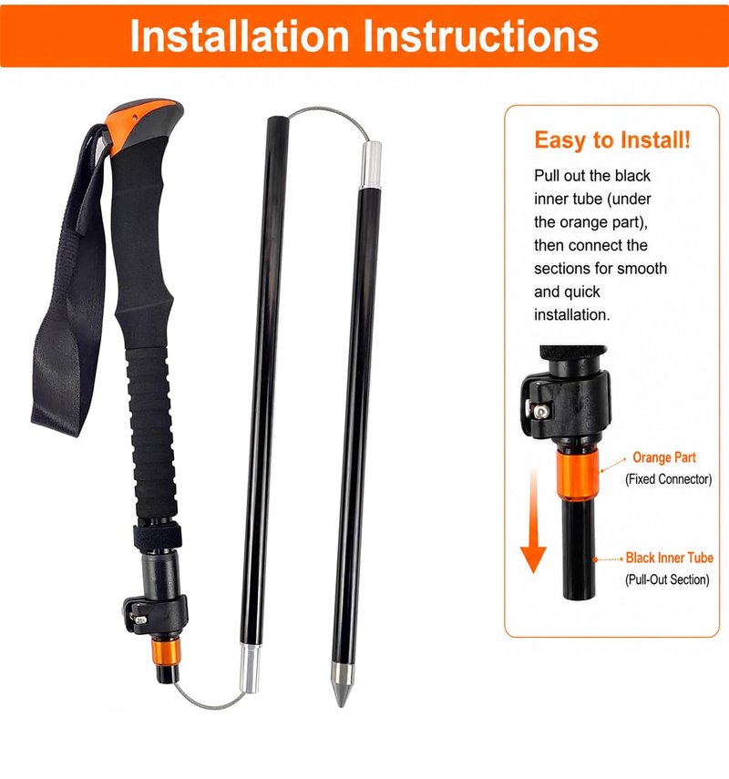Aventik Foldable Wading Staff for Fly Fishing 55.1'' Retractable Fishing Wading Stick Aluminum Body Corrosion Resistance Water Depth Safety Gear(WS-093)