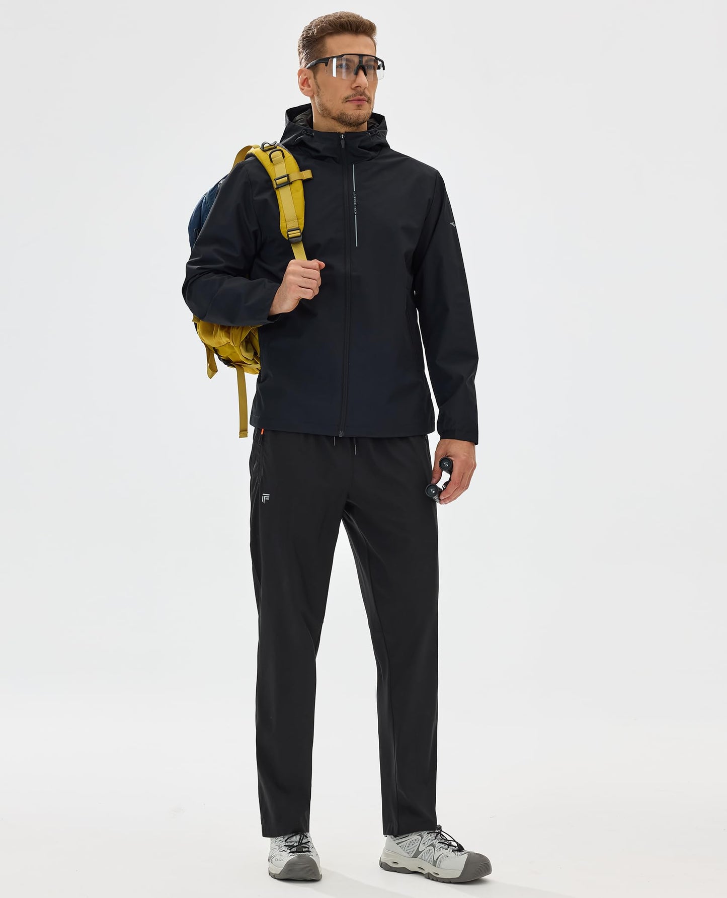 FOGFIRE Mens Hiking Pants Lightweight Water Resistant Quick Dry Athletic Fit with Zipper Pockets for Outdoor Workout Travel Black