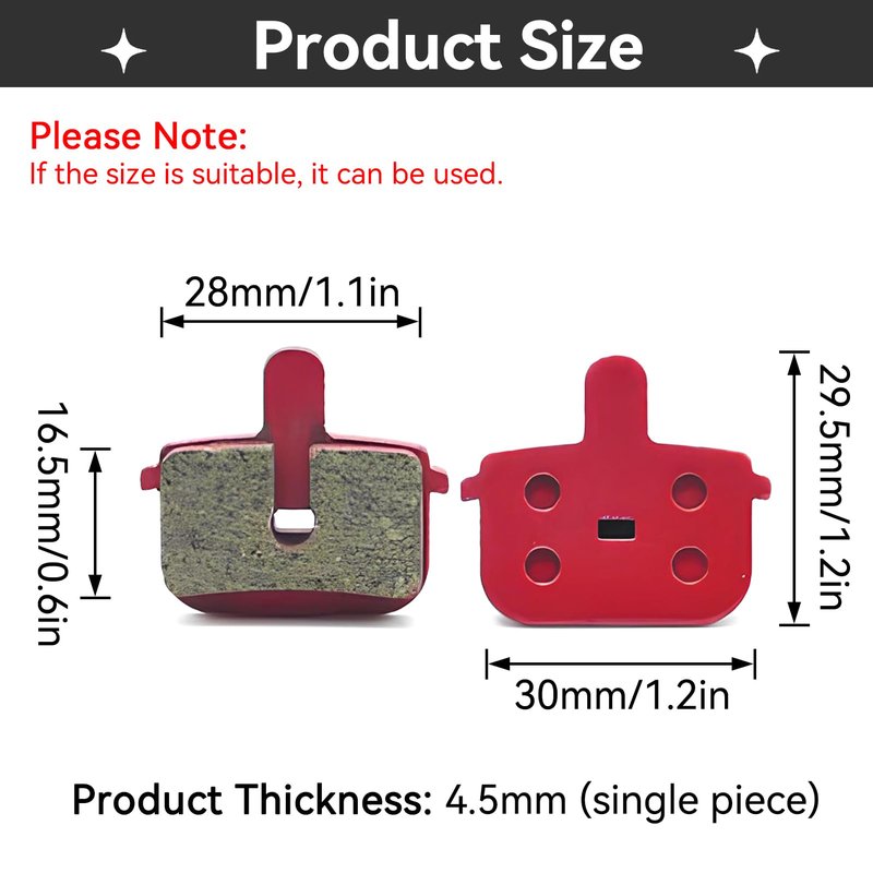 8PCS Bike Disc Brake Pads, Electric Bike Brake Pads Semi Metal Smooth Braking Low Noise Replacement for Mountain Electric Scooters