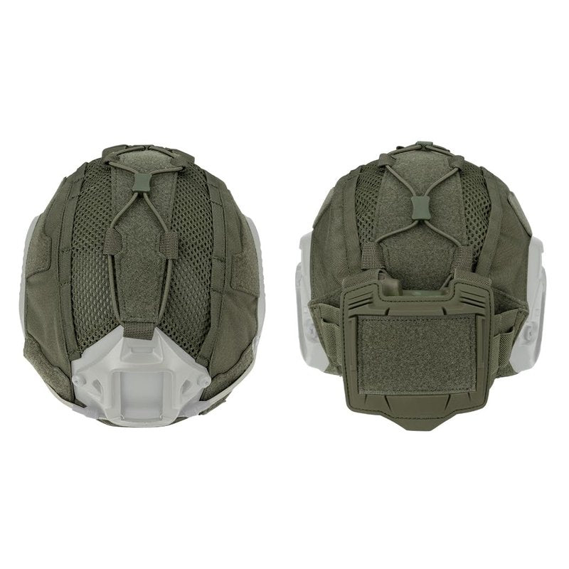 IDOGEAR Tactical Helmet Cover with Battery Rear Pouch for Fast Helmet Size M/L & L/XL Military Paintball Hunting Shooting Gear 500D Nylon (Ranger Green, Large)